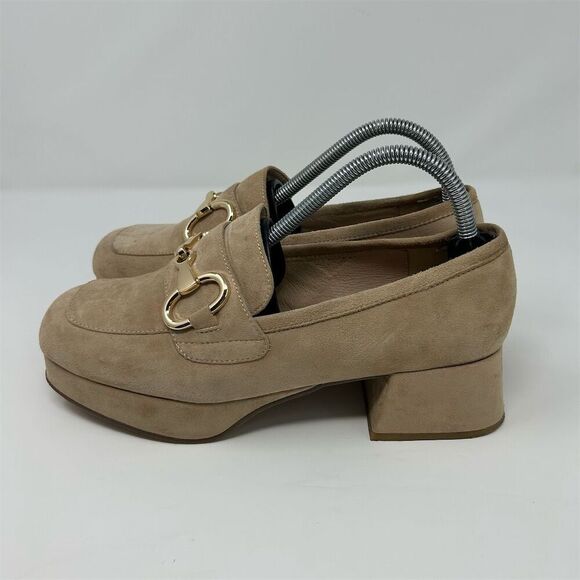 Jeffrey Campbell Women's Platform Loafers Size 9 Nude Suede Preppy Casual - Picture 7 of 14